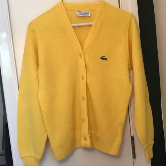 yellow lacoste cardigan